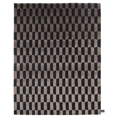 Pre-owned Cc-tapis P.a.n.e. Soie Bronze Handmade Rug In Wool And Silk In Black