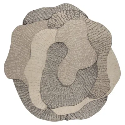 Pre-owned Cc-tapis Swarm Round Handmade Rug By Marléne Huissoud In Gray
