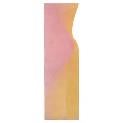 Pre-owned Cc-tapis Tidal Collection Wave Yellow Pink Rug By Germans Ermi?s