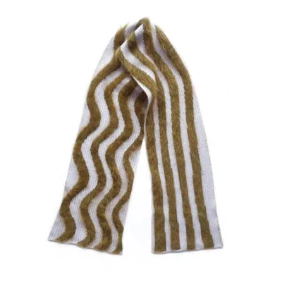 Ccy Currency Women's Brown / Grey Striped Scarf - Pebble / Hay In Multi