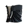 Ccy Currency Women's Halterless Frill Top - Shiny Black In Black