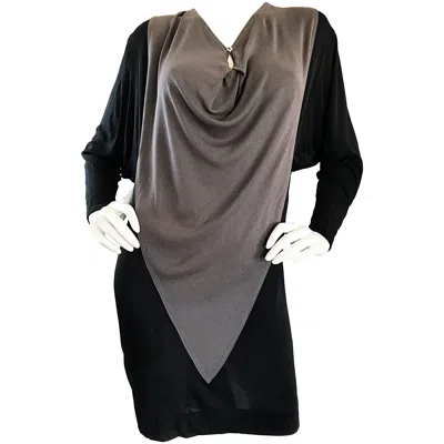 Pre-owned Cd Greene 1990s C.d. Greene Black And Gray Colorblock Dolman Sleeve Vintage Jersey Dress