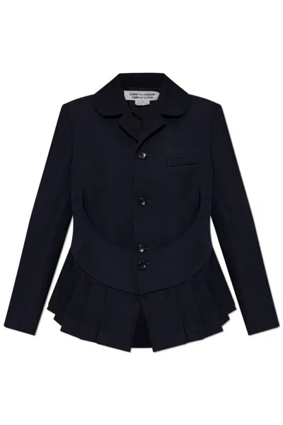 Cdg By Comme Des Garçons Tailored Navy Wool Jacket In Black