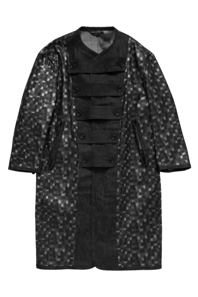 Cdg Homme Plus Denim Mixed Fabrics Coats 1-indigo In Black