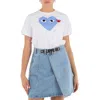Cdg Play Double Heart Logo Short-sleve T-shirt In White