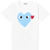 Cdg Play Double Heart Logo Short-sleve T-shirt In Blue