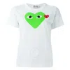 Cdg Play Double Heart Logo Short-sleve T-shirt In Green
