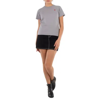 Cdg Play Heart Emblem T-shirt In Grey In Gray