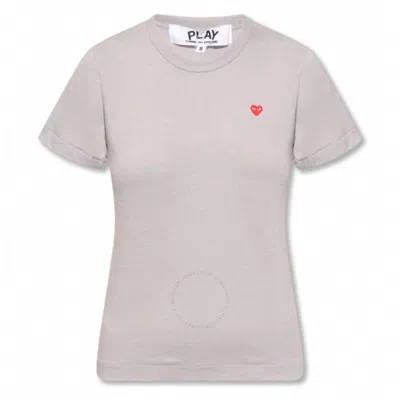 Cdg Play Heart Emblem T-shirt In Grey