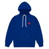 Cdg Play Heart Logo Embroidered Hoodie In Navy In Blue