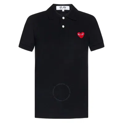 Cdg Play Heart Patch Polo Shirt In Black