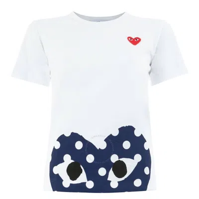 Cdg Play Heart Print Cotton T-shirt In White