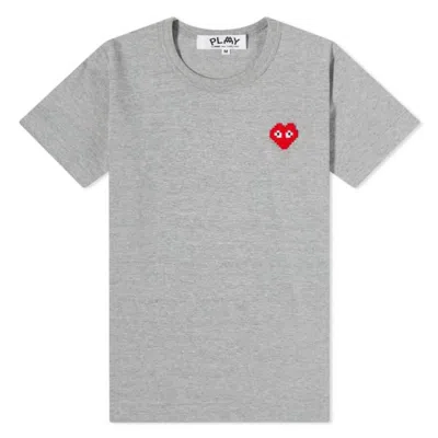 Cdg Play Invader Heart Pixel T-shirt In Grey