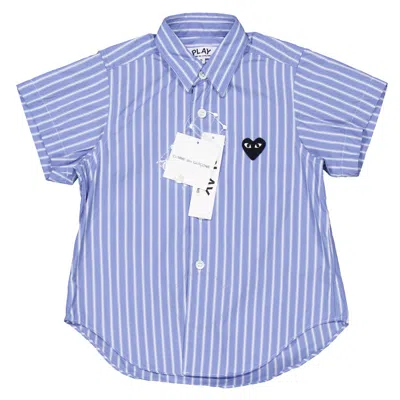 Cdg Play Kids Striped Cotton Poplin Shirt In Blue