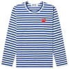Cdg Play Striped Heart Emblem Long-sleeve T-shirt In Blue/white