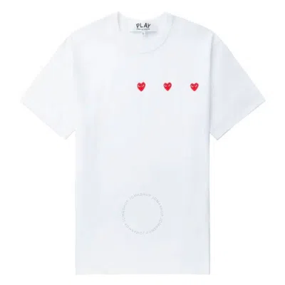 Cdg Play Triple Heart Short-sleeve T-shirt In White
