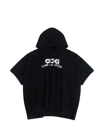 Cdg Short-sleeved Logo-print Hoodie In Black
