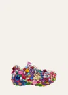 Cdg X Salomon Embellished Printed Leather Platform Sneakers In Multi