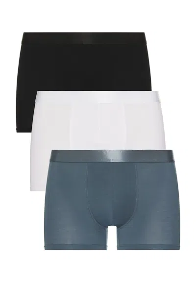 Cdlp 3 X Boxer Briefs In Black  Steel Blue  & White