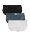 Cdlp 3 X Y Briefs In Black  Steel Blue  & White