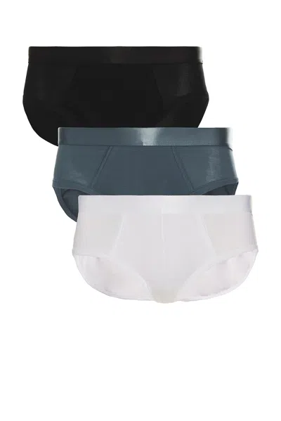 Cdlp 3 X Y Briefs In Black  Steel Blue  & White