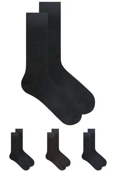 Cdlp 6 X Cotton Socks In Black  Dark Brown  & Dark Navy