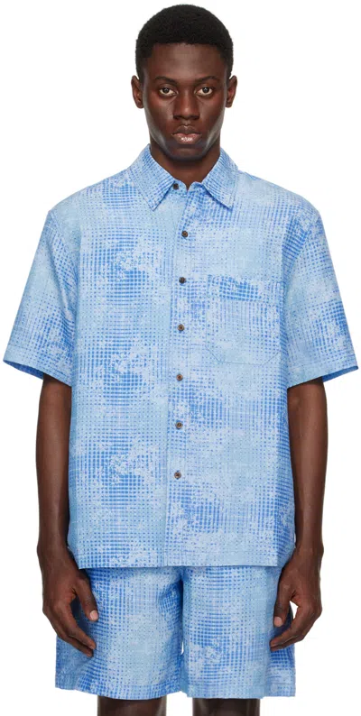 Cdlp Blue Check Shirt In Broken Blue Check