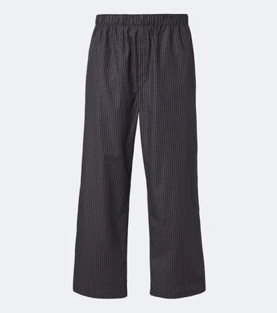 Cdlp Checked Cotton Pajama Pants In Blue