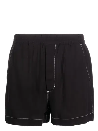 Cdlp Contrast-stitch Elasticated-waist Shorts In Black
