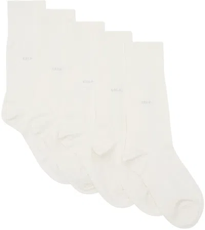 Cdlp Five-pack Off-white Mid-length Bamboo Socks