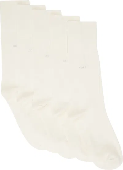 Cdlp Five-pack White Mid Length Socks