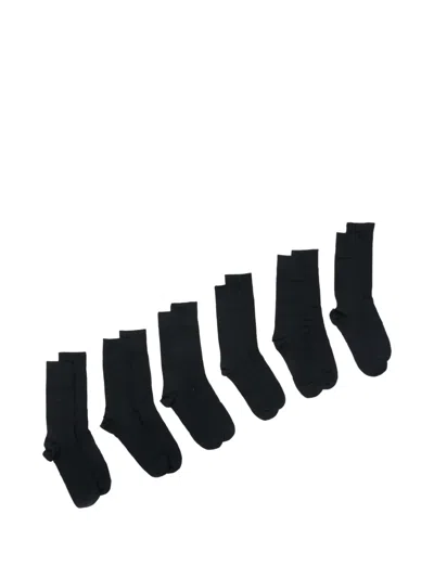 Cdlp Logo-print Ribbed-cuff Socks (set Of Six) In Black