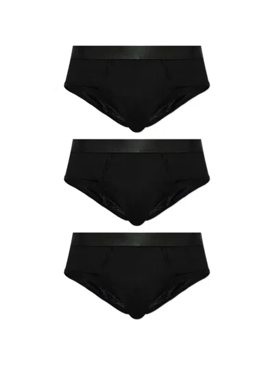 Cdlp Logo-waistband Briefs (set Of Three) In Black