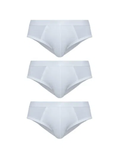 Cdlp Logo-waistband Briefs (set Of Three) In White