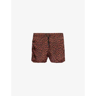 Cdlp Mens Leopard Ganache Brand-embroidered Recycled-nylon Satin Shorts