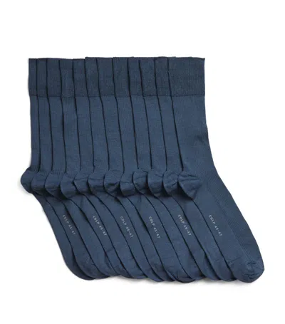 Cdlp Ribbed Mid Length Socks (pack Of 6) In Blue