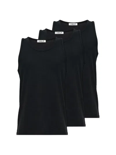 Cdlp Ribbed Tank Tops (set Of Three) In Black