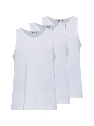 Cdlp Ribbed-knit Tank Top (set Of Three) In White