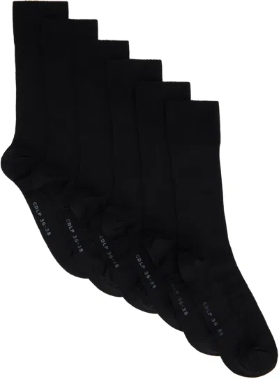 Cdlp Six-pack Black Mid Length Cotton Rib Socks