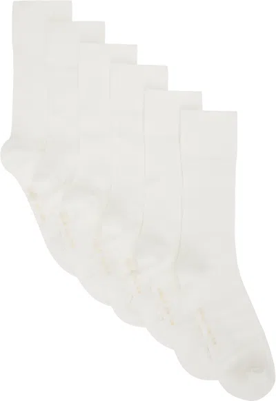 Cdlp Six-pack White Mid Length Cotton Rib Socks