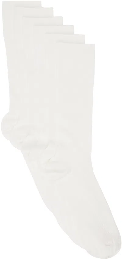 Cdlp Six-pack White Mid Length Rib Socks Socks