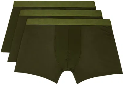 Cdlp Three-pack Green Boxer Briefs In Olive Green