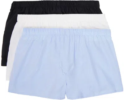 Cdlp Three-pack Multicolor Slim Boxers In Black+white+sky Blue