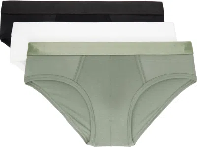 Cdlp Three-pack Multicolor Y Briefs In Black+white+sage
