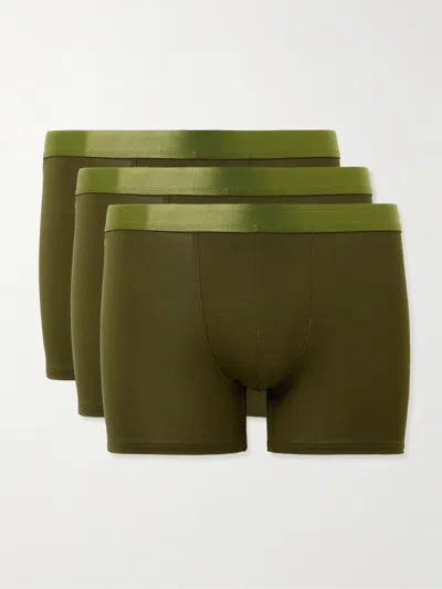 Cdlp Three-pack Stretch-tencel™ Lyocell Boxer Briefs In Green