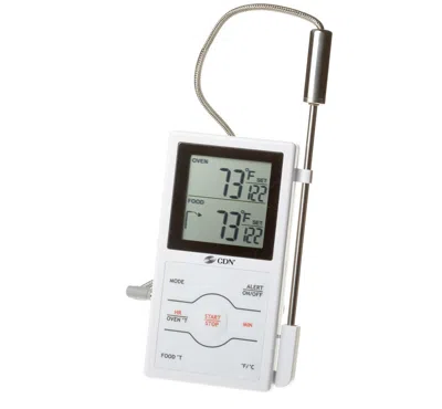 Cdn Dual Sensor Probe Digital Cooking Thermometer Timer In White