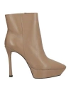Cecconello Woman Ankle Boots Khaki Size 7 Leather In Sand