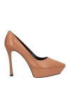 Cecconello Woman Pumps Camel Size 10 Calfskin In Sand