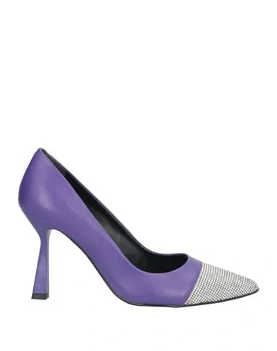 Cecconello Woman Pumps Purple Size 7 Leather
