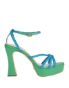 Cecconello Woman Sandals Azure Size 9 Soft Leather In Blue